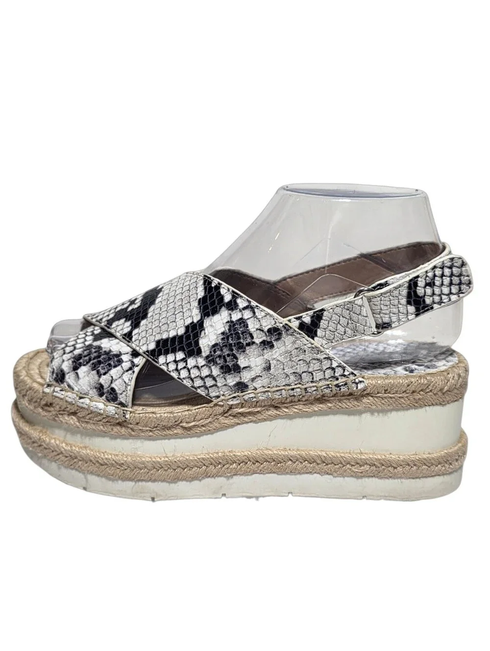 EUC MARC FISHER GANDY SNAKESKIN PLATFORM ESPADRILLE SANDALS SZ 6
